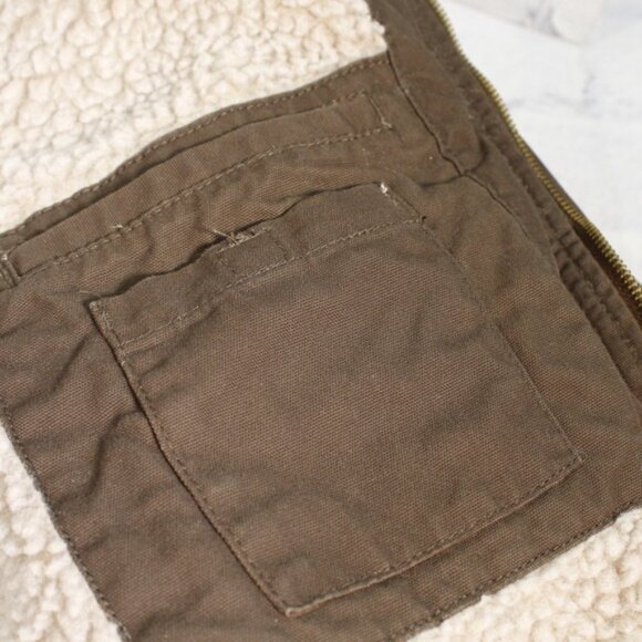 Wrangler Canvas Sherpa Lined Barn Chore Work Jacket Mens 2XL Olive Double Elbow - Picture 6 of 16